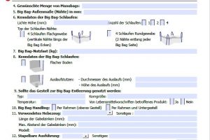 Lastenheft für Big Bag Gestell