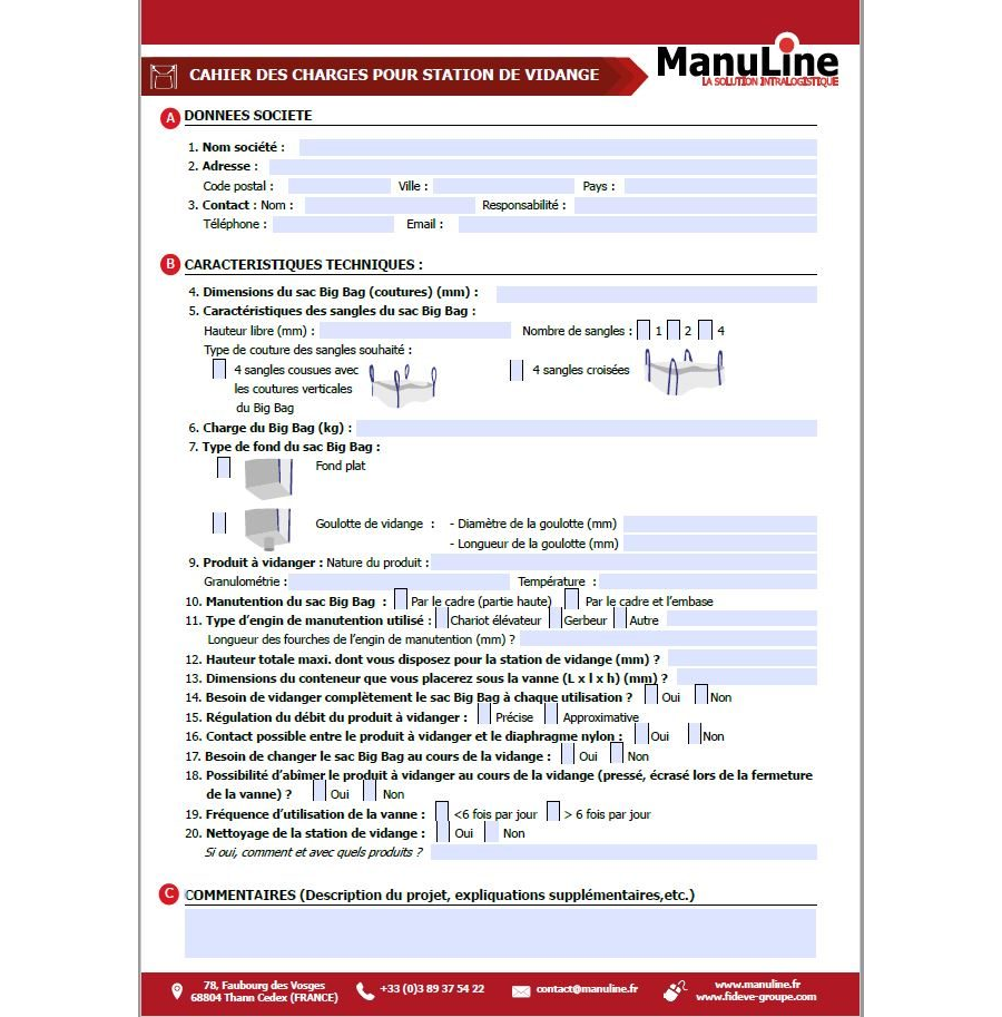 Cahier des charges - Station de vidange