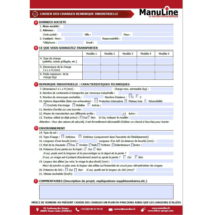 Cahier des charges - Remorque industrielle
